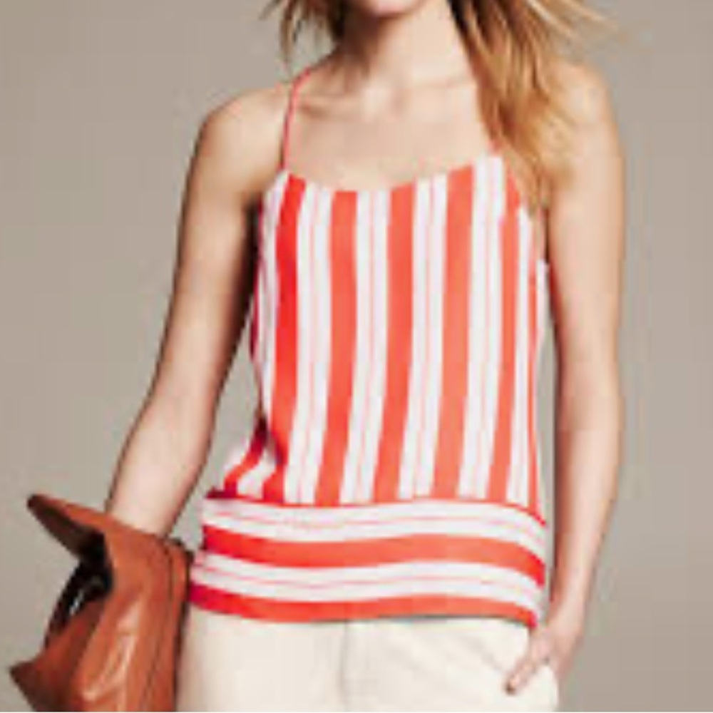 BANANA REPUBLIC Multi Striped Geo Red and White Tank Sz 6